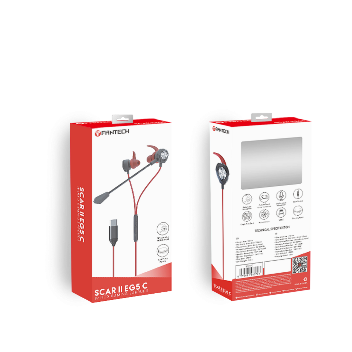 Fantech Earphone TYPE-C SCAR II EG5C Earbuds Premium FREE POUCH
