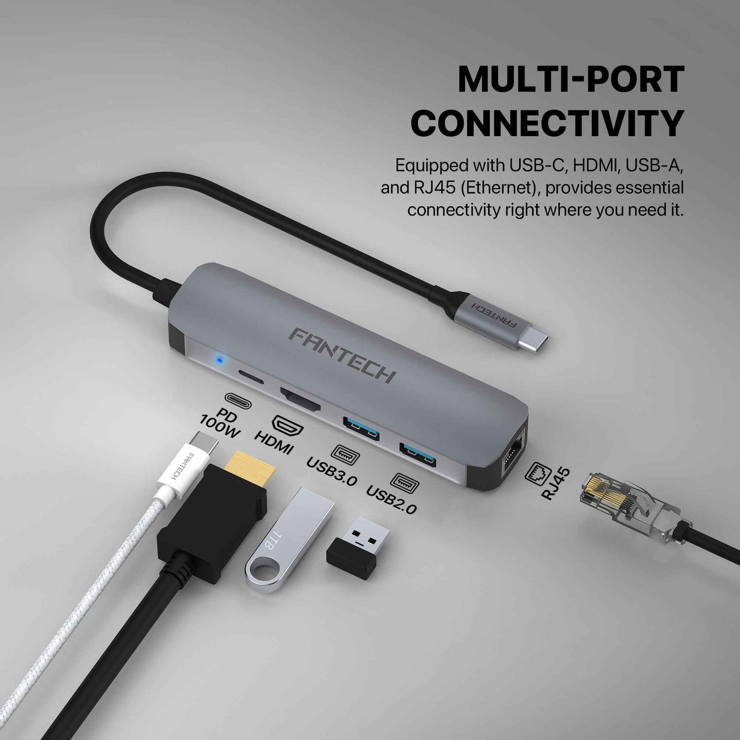 FANTECH HC051 Converter USB Hub Type C 5 in 1