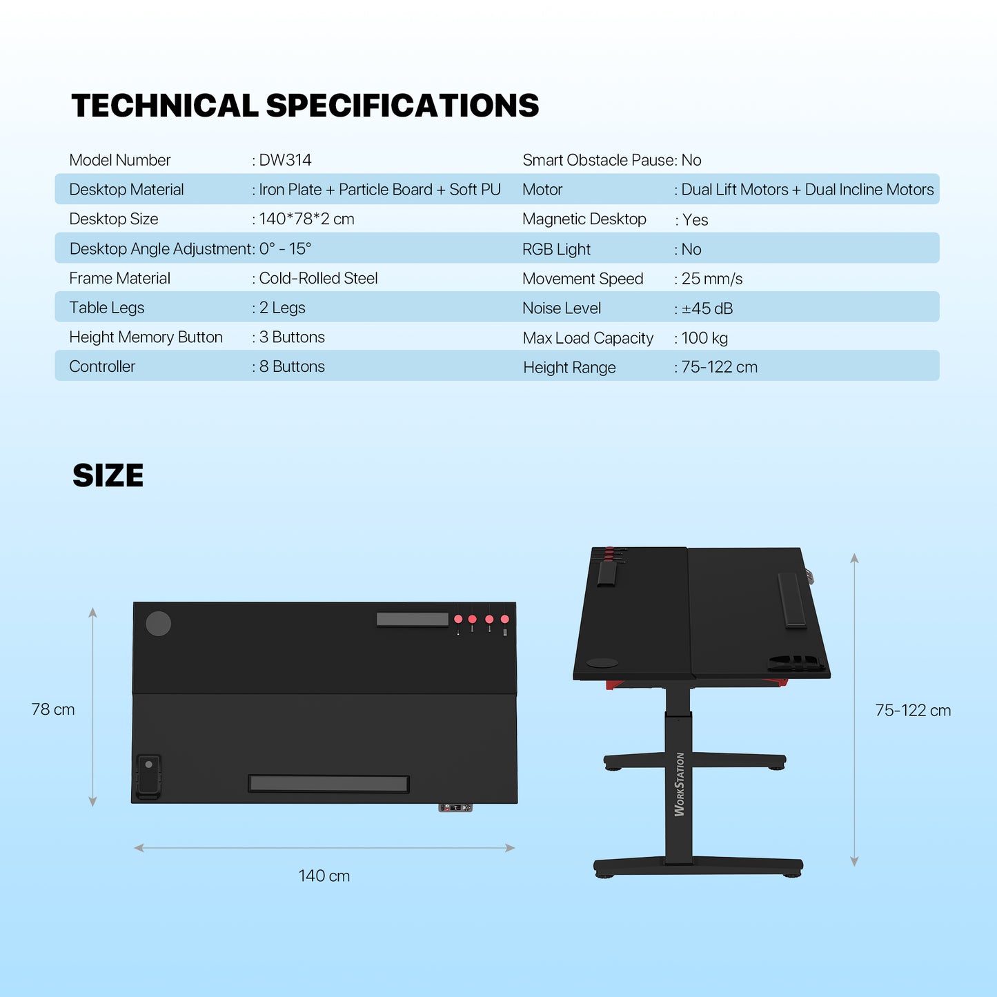 Meja Gaming & Kerja Adjustable Fantech ZURICH DW314