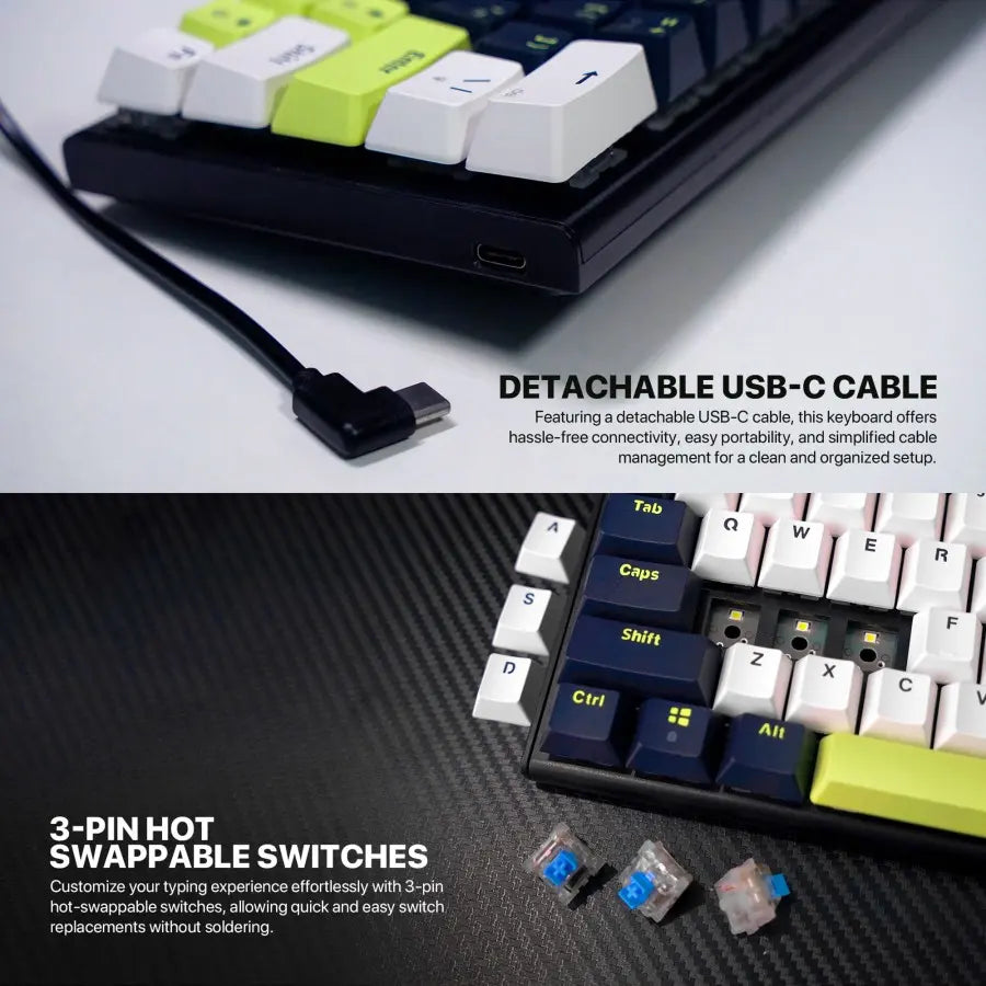 ATOM MORI SERIES Keyboard Mechanical Gaming ATOM 63 Layout 60% Hotswappable 3 Pin-Technical Spesification