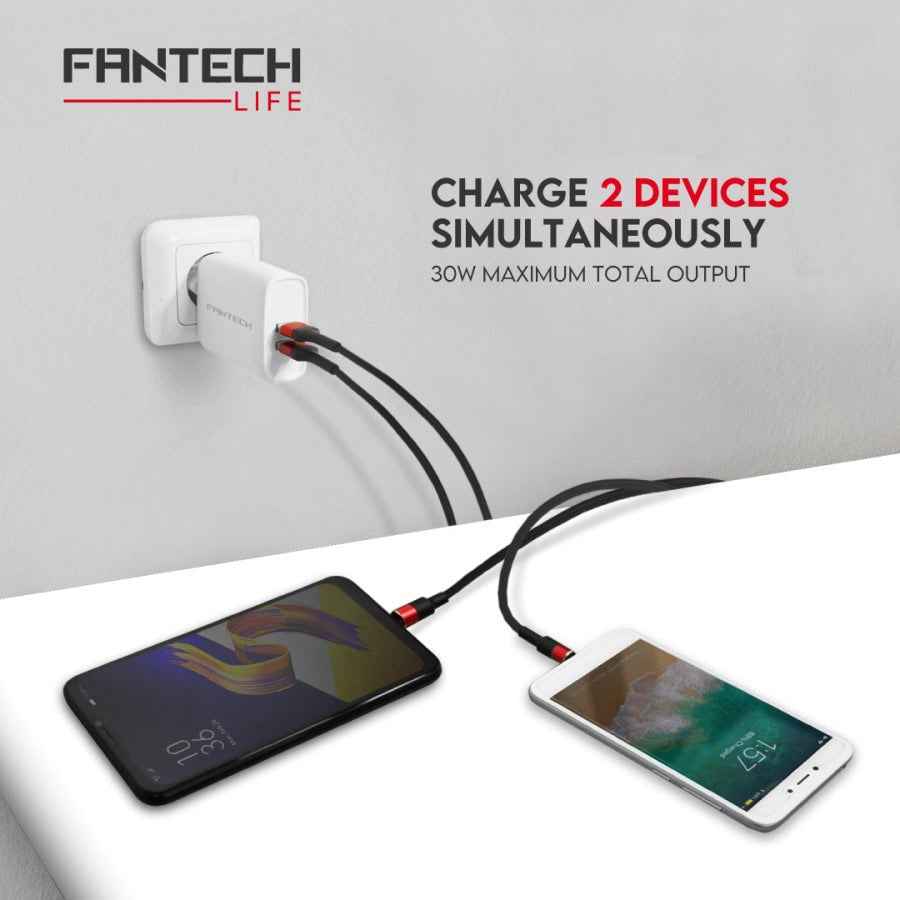 FANTECH Life Charger 30W Dual USB Fast Charging QC 3.0A VOOC