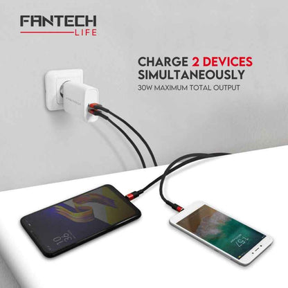 FANTECH Life Charger 30W Dual USB Fast Charging QC 3.0A VOOC