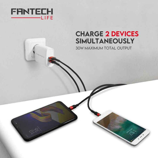 FANTECH Life Charger 30W Dual USB Fast Charging QC 3.0A VOOC
