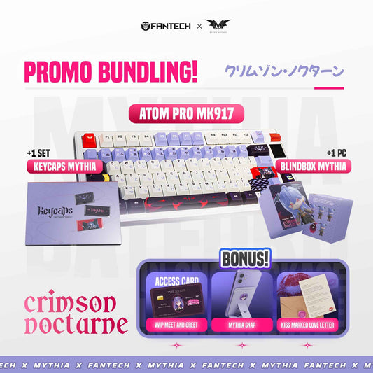 Fantech Bundling VVIP Keyboard Wireless MK917 Black + Keycaps Mythia Batford + Blind Box Figure + Snap Holder Love Letter