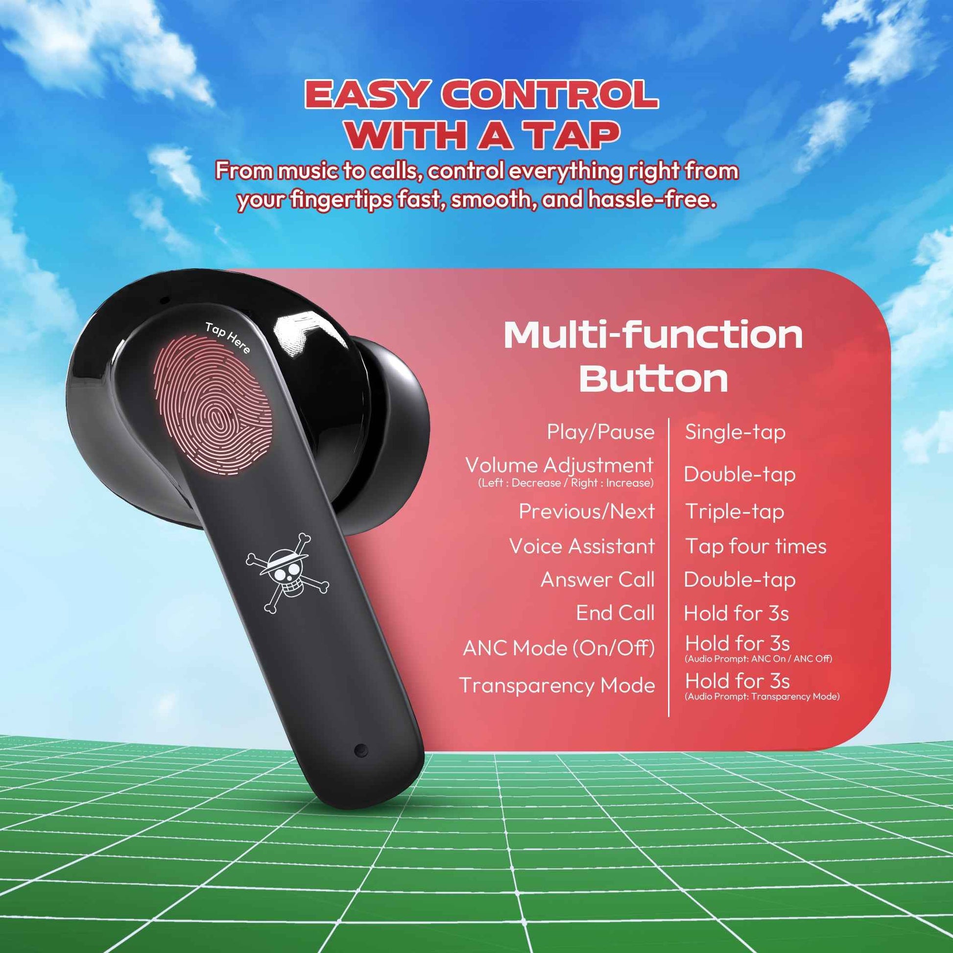 FANTECH x ONEPIECE EXCLUSIVE COLLABORATION TWS GROOVE ANC FT20 Limited Edition Luffy