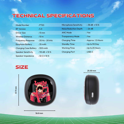 FANTECH x ONEPIECE EXCLUSIVE COLLABORATION TWS GROOVE ANC FT20 Limited Edition Luffy