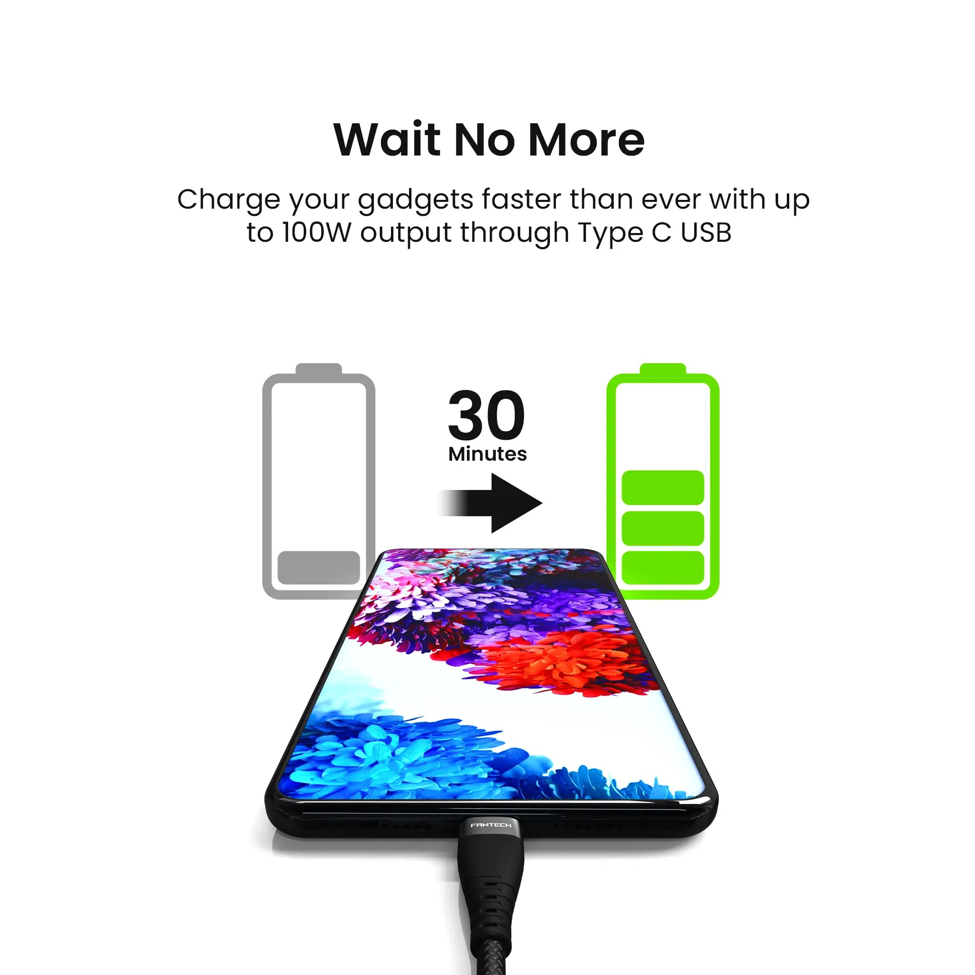 Fantech Kabel Data Fast Charging Type C to Type C PD 100W - KD10C2001 - Fantech Indonesia