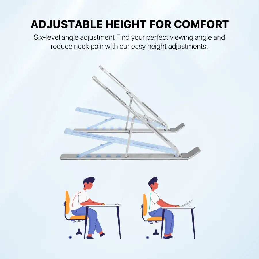 Fantech Notebook Stand NS11 - Portable Laptop Holder, 6-Level Height Adjustable, Aluminum Alloy-Adjustable Height For Comfort