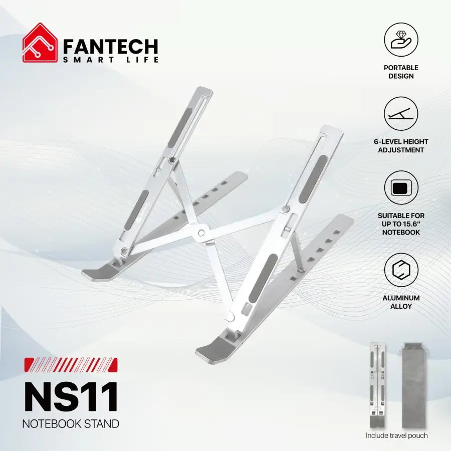 Fantech Notebook Stand NS11 - Portable Laptop Holder, 6-Level Height Adjustable, Aluminum Alloy