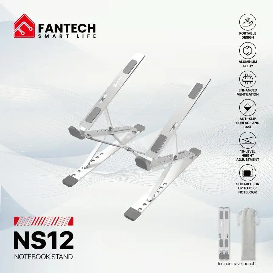 Fantech Notebook Stand NS12 - Portable Laptop Stand Aluminum Alloy, 16-Level Height Adjustable