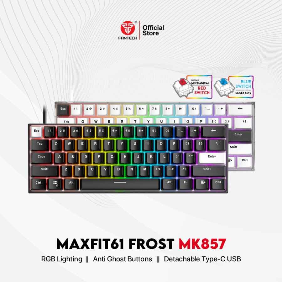 Fantech MAXFIT61 FROST Wired Hostwap Keyboard Gaming Mechanical RGB