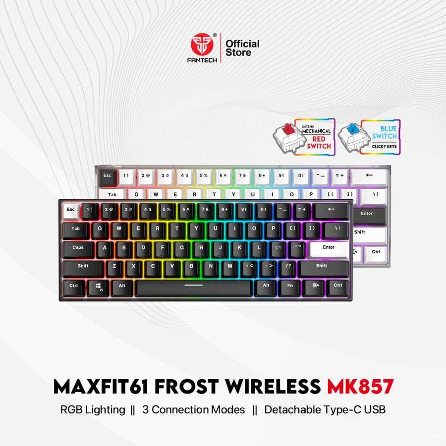 Keyboard Gaming Mechanical RGB Hot-Swappable MAXFIT61 FROST WIRELESS