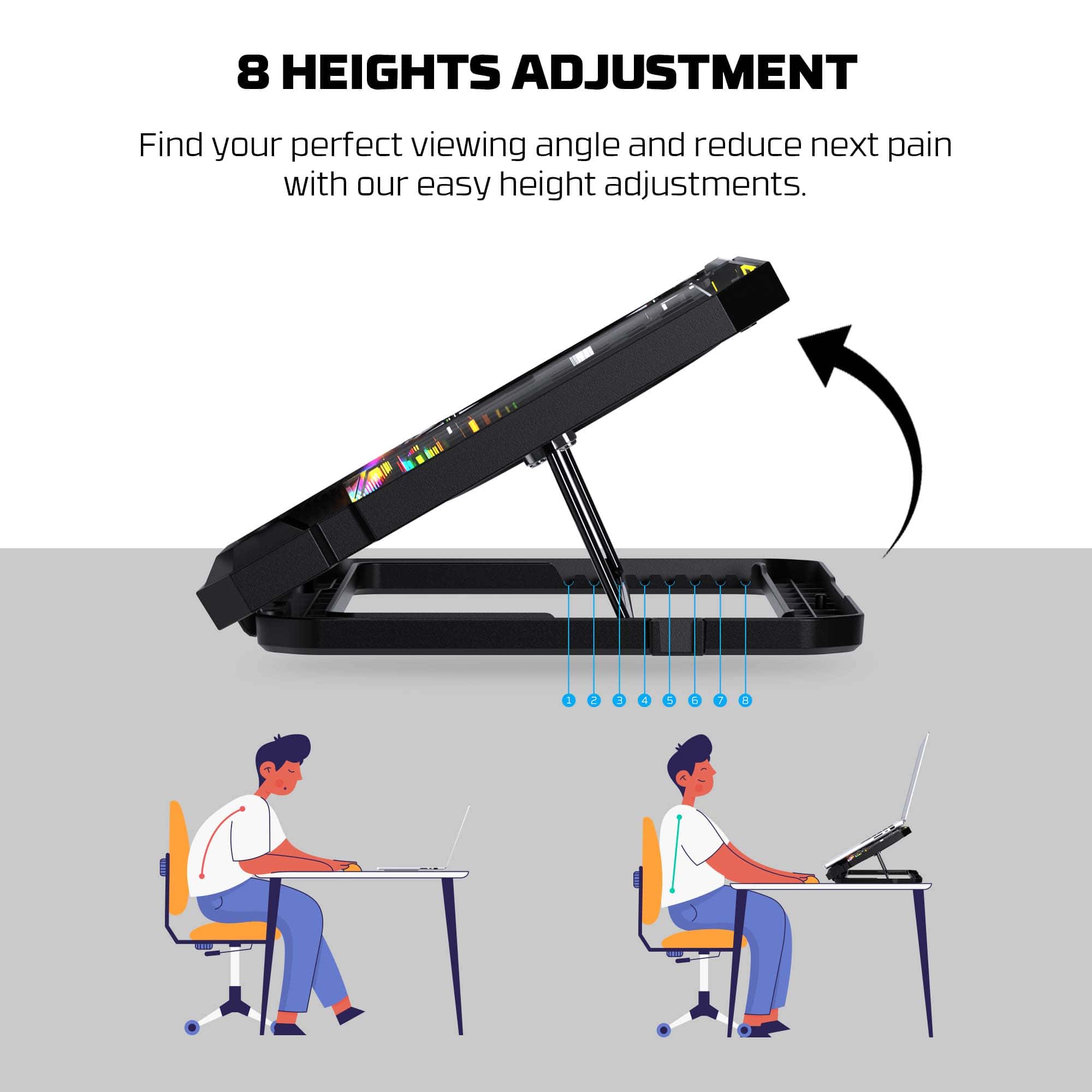 Fantech Notebook Fan Cooler Kipas Laptop NC21 Notebook Stand Laptop RGB Kipas Pendingin Laptop Cooling Pad dengan phone holder up to 17 inch laptop