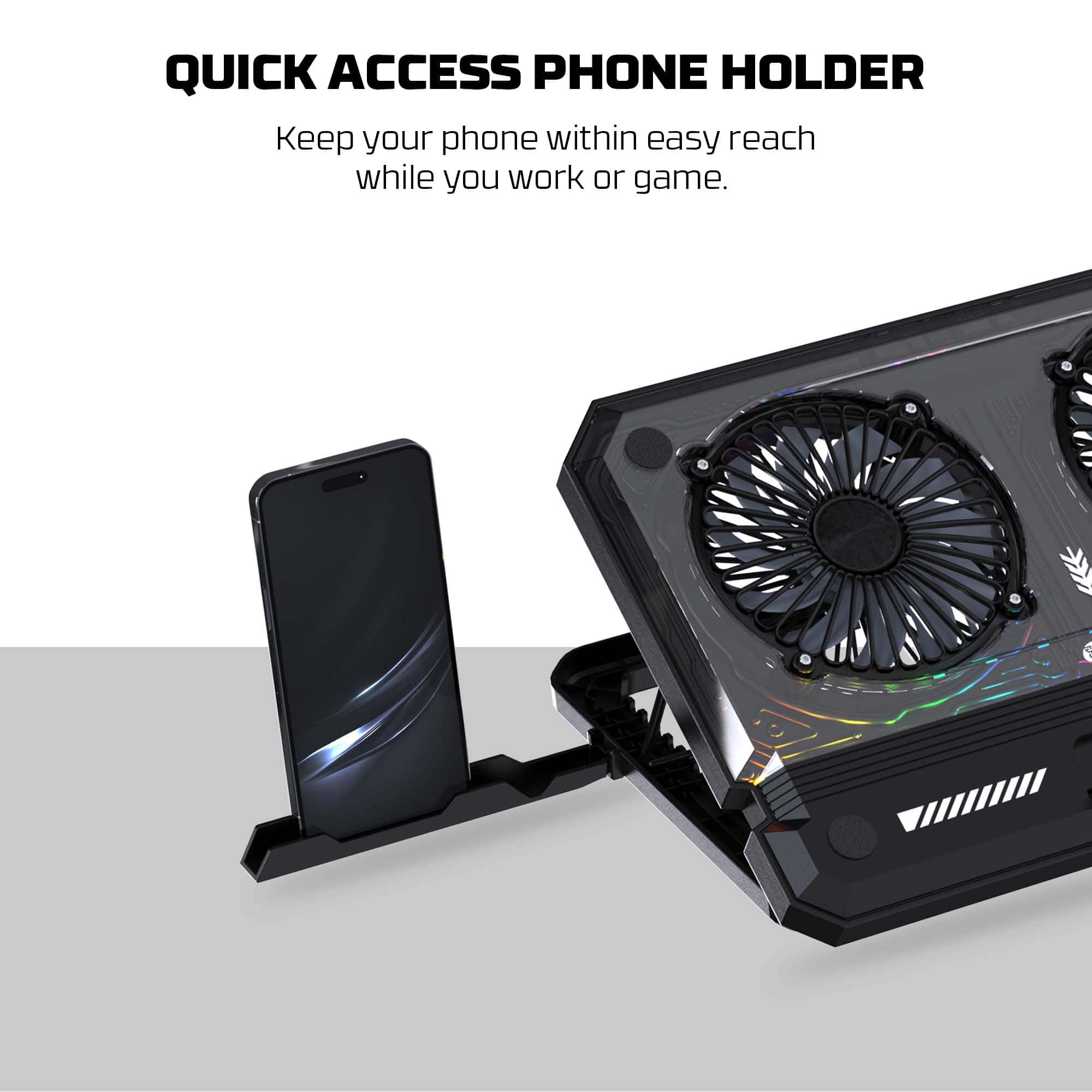 Fantech Notebook Fan Cooler Kipas Laptop NC21 Notebook Stand Laptop RGB Kipas Pendingin Laptop Cooling Pad dengan phone holder up to 17 inch laptop