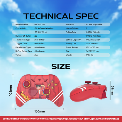 FANTECH x ONEPIECE EXCLUSIVE COLLABORATION GAMEPAD EGGHEAD EOS PRO WGP15V2A Limited Edition Luffy