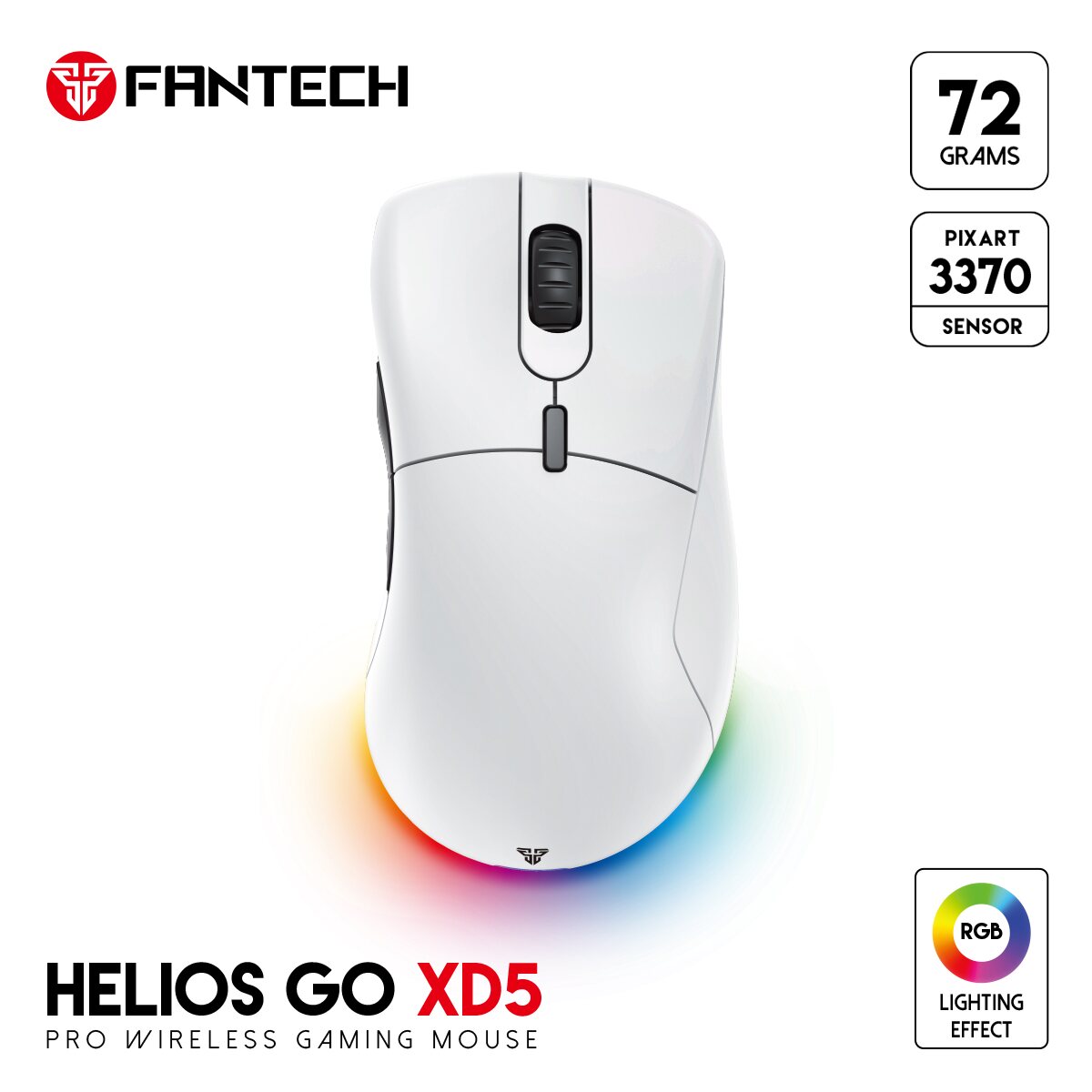 Fantech HELIOS GO XD5 Wireless Mouse Gaming RGB Dual Mode PIXART 3370 - Fantech Indonesia