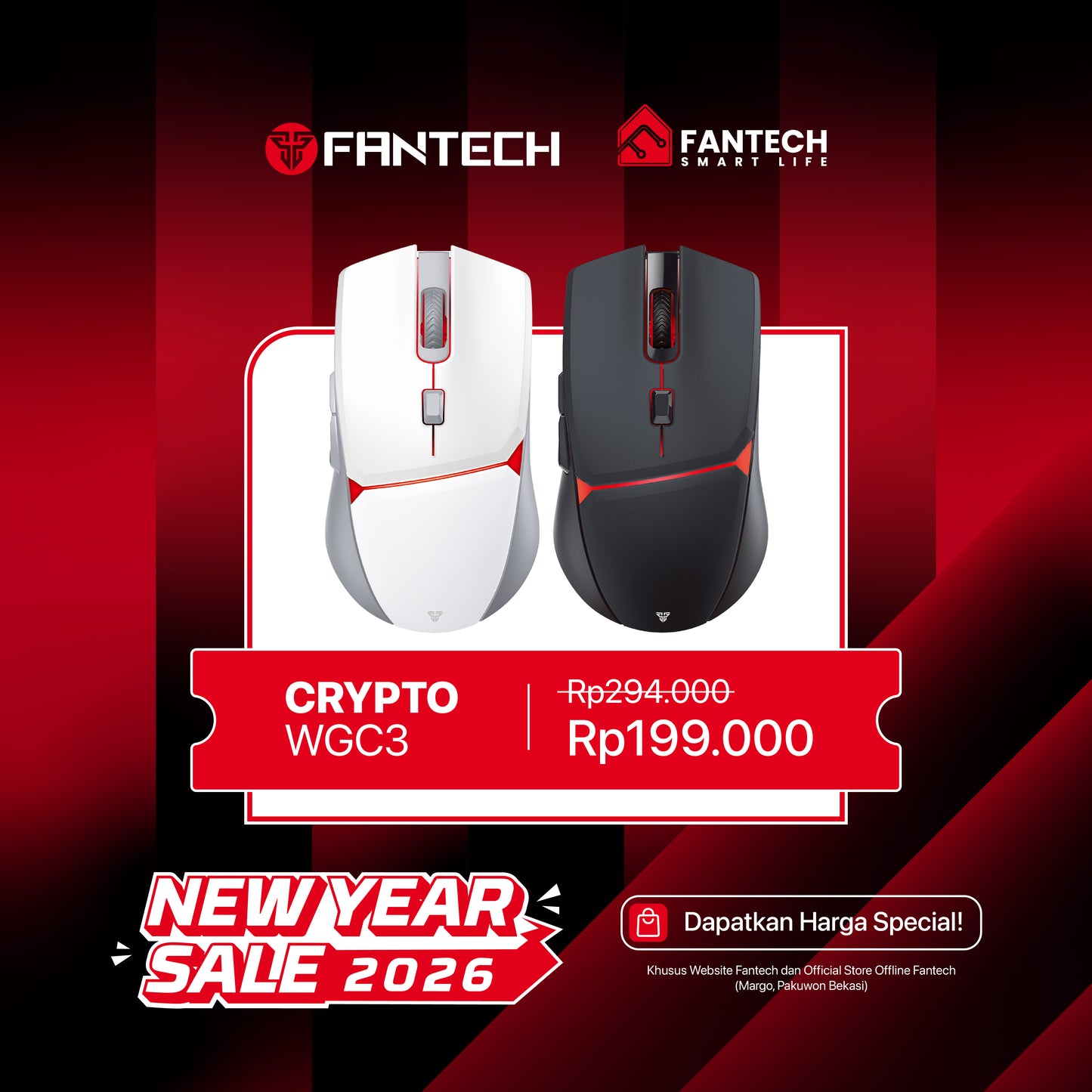 Fantech WGC3 Wireless Mouse Gaming Rechargeable DUAL MODE PIXART 3325