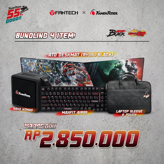 Bundling FANTECH x Kamen Rider 4 Item – MAXFIT AIR99, HAKO NOMAD, Deskmat(Black) & Laptop Sleeve