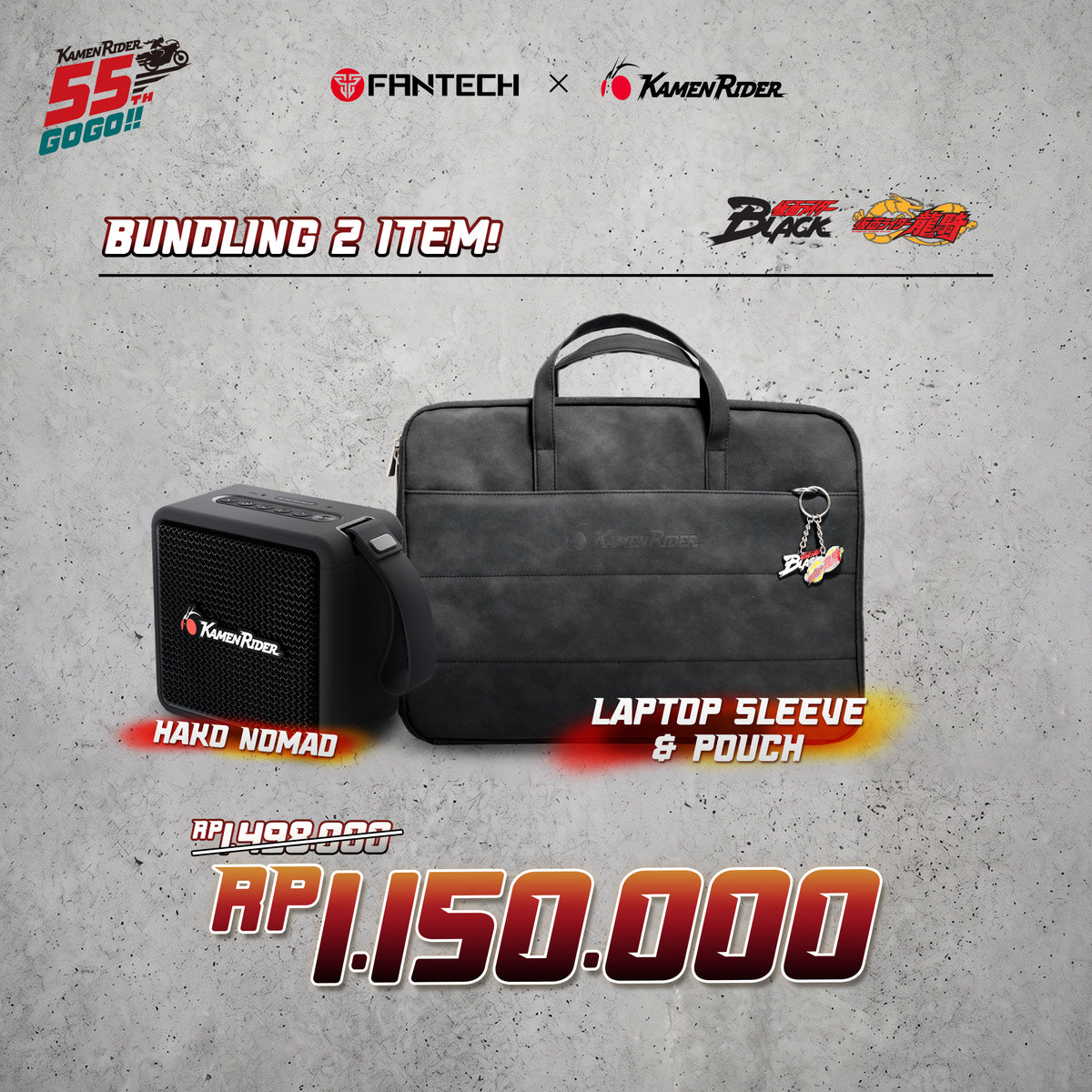 Bundling FANTECH x Kamen Rider – Speaker HAKO NOMAD FBS1 + Laptop Sleeve & Pouch BL151⠋