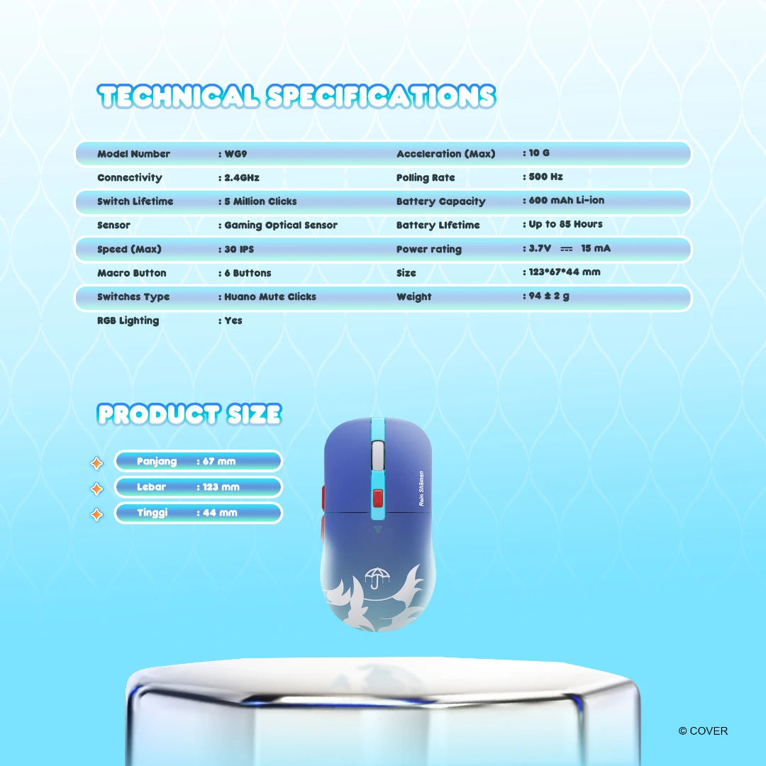 Fantech x Kobo Kanaeru Hololive Exclusive Limited Edition Mouse Gaming Wireless Kanata WG9