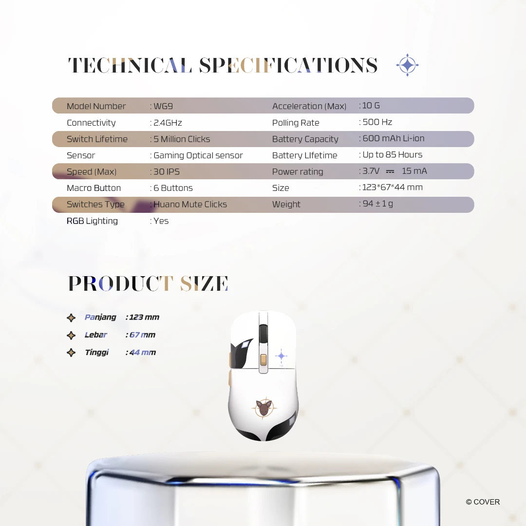 Fantech x Vestia Zeta Hololive Exclusive Limited Edition Mouse Gaming Wireless Kanata WG9