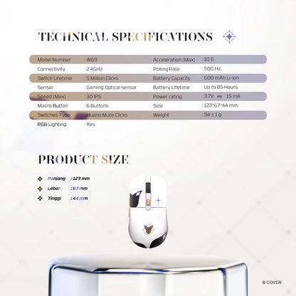 Fantech x Vestia Zeta Hololive Exclusive Limited Edition Mouse Gaming Wireless Kanata WG9