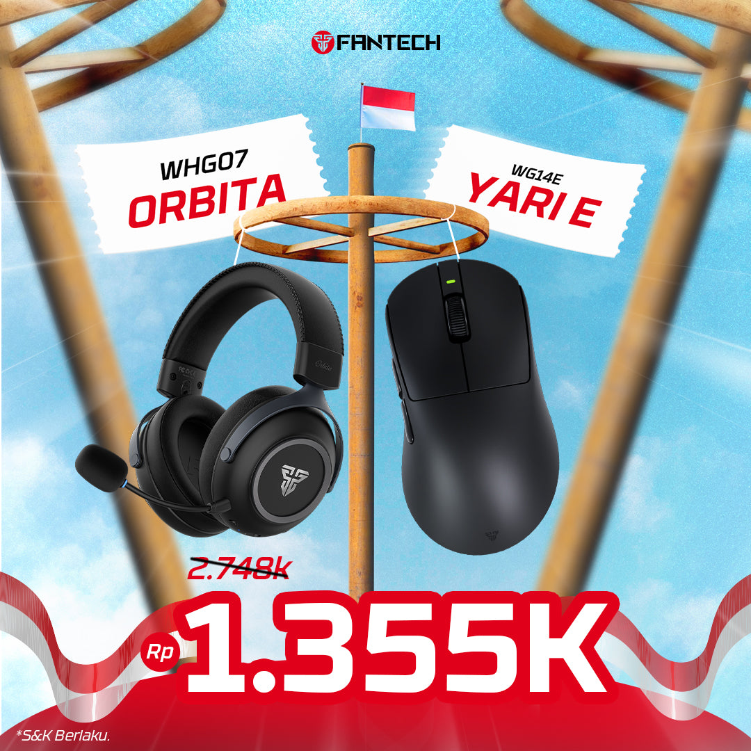 BUNDLING Fantech YARI E WG14E Mouse Gaming Wireless & Headset WHG07 Black Edition