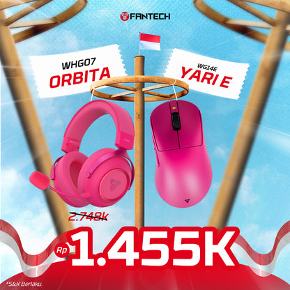 BUNDLING Fantech YARI E WG14E Mouse Gaming Wireless & Headset WHG07 Pink Edition (Copy)
