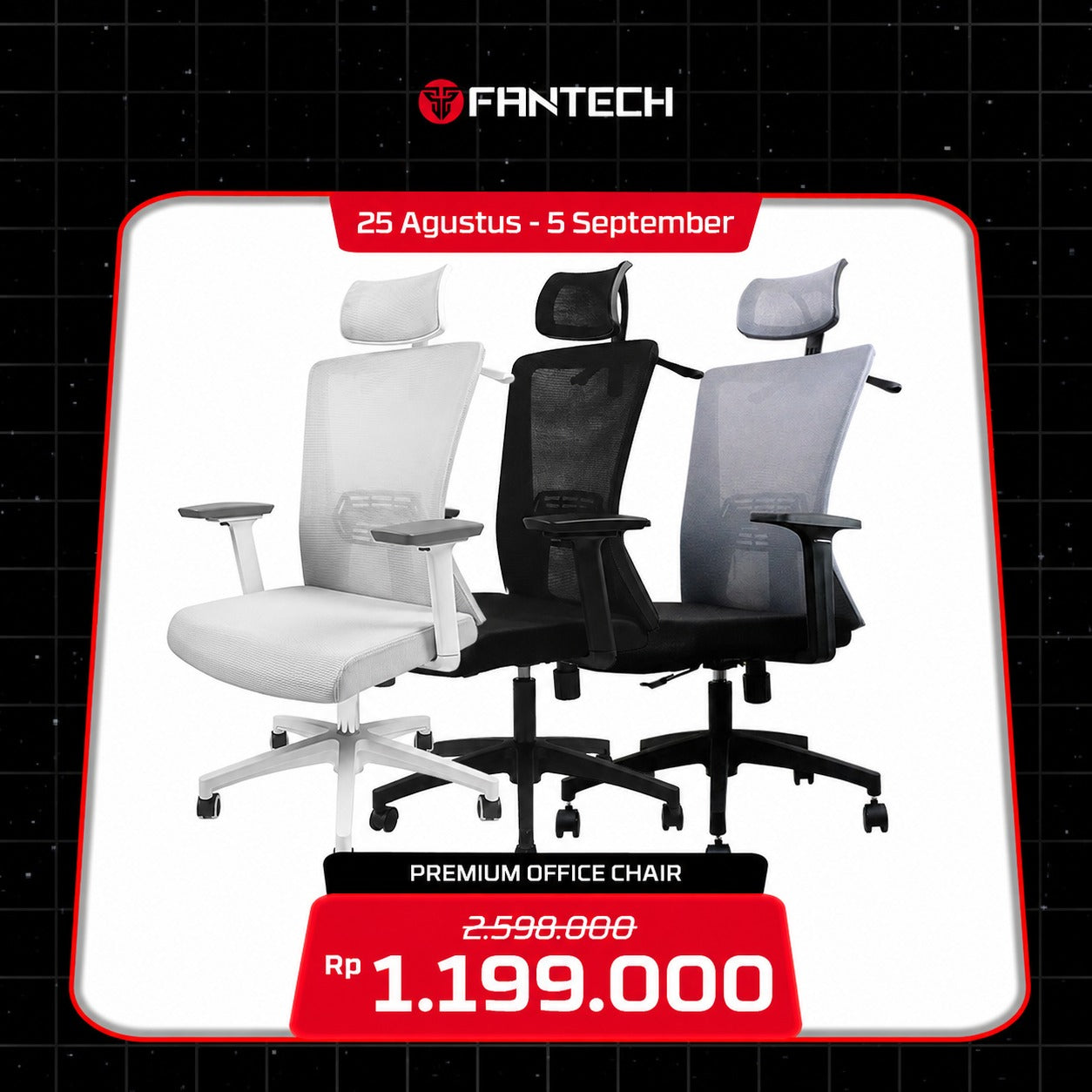 Fantech Kursi Kerja Kantor OCA258SV2 Premium Office Chair ARM REST 3D Soft