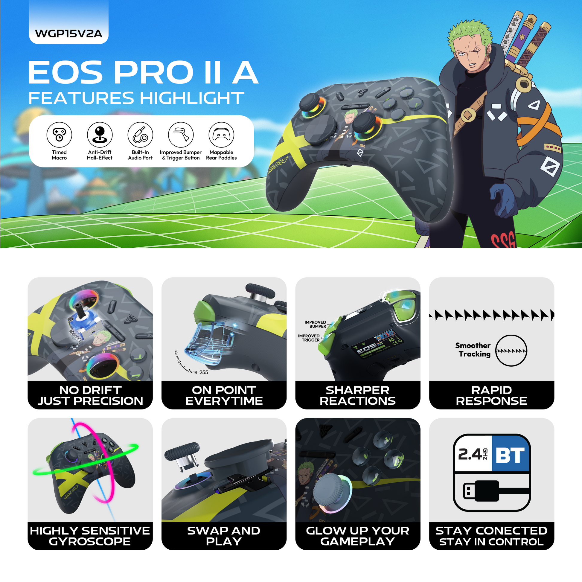 FANTECH x ONEPIECE EXCLUSIVE COLLABORATION GAMEPAD EGGHEAD EOS PRO WGP15V2A Limited Edition Zoro
