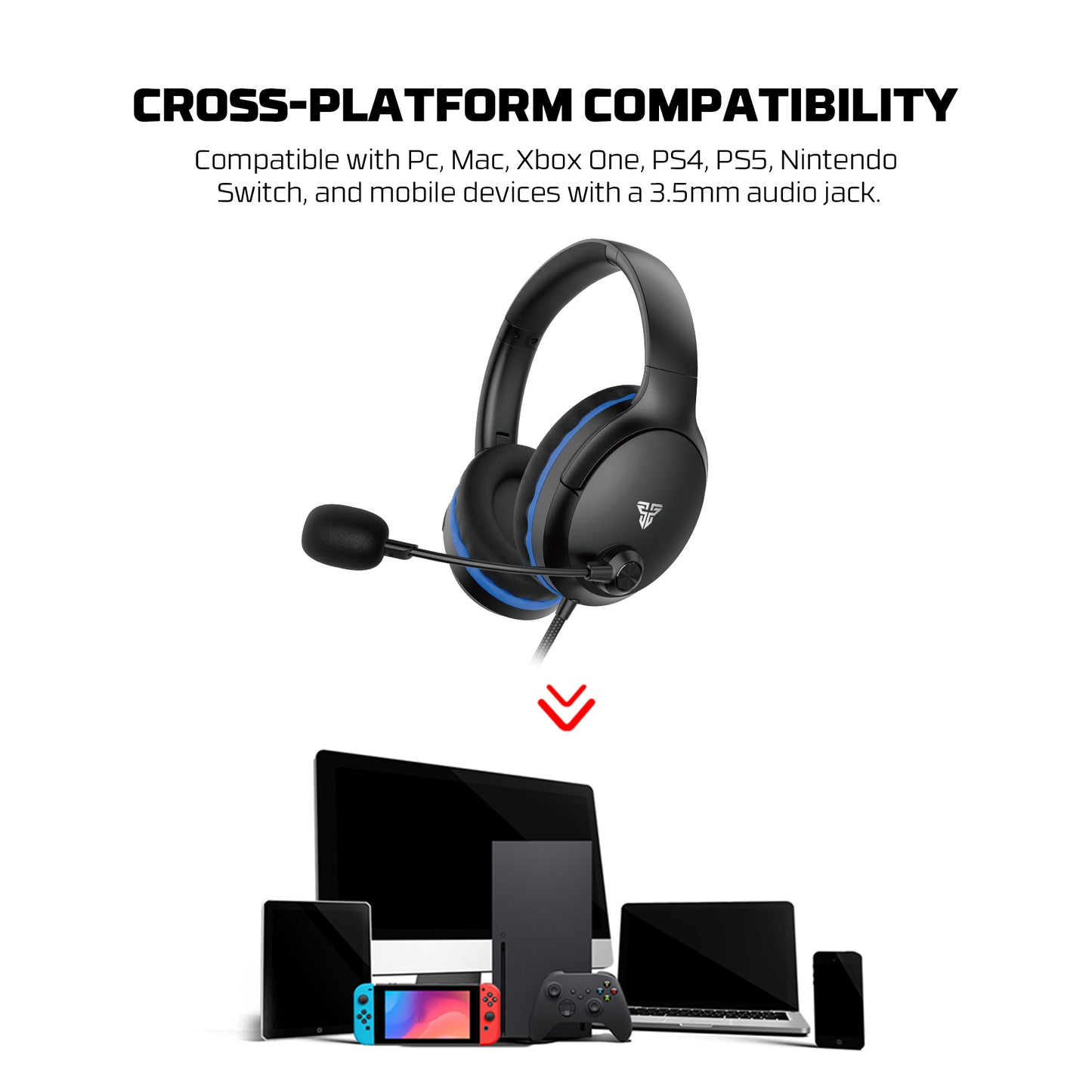 Fantech VALOR II MH89 Headset Gaming PC kabel 3.5mm TRRS Jack Headphone Multi Platform