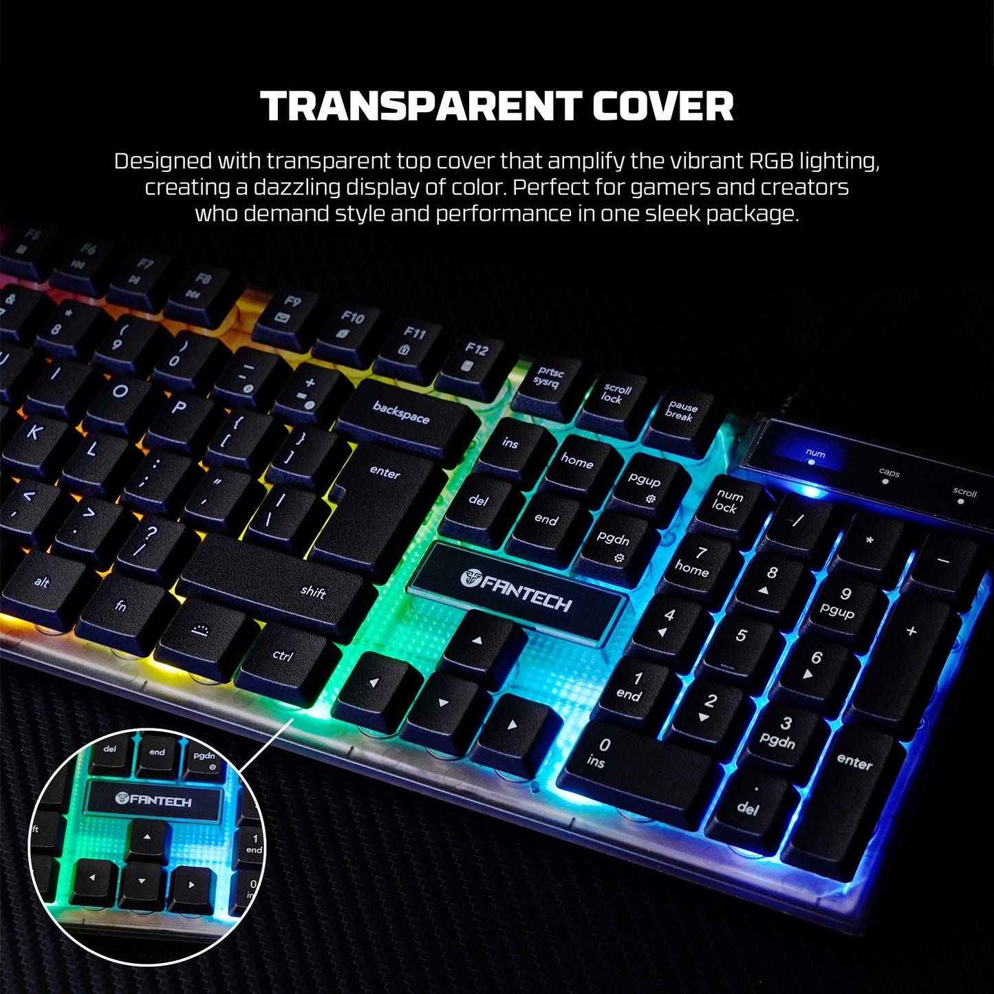 Fantech SHIKARI S K515S Keyboard Gaming Membrane RGB Transparent Cover Full Size