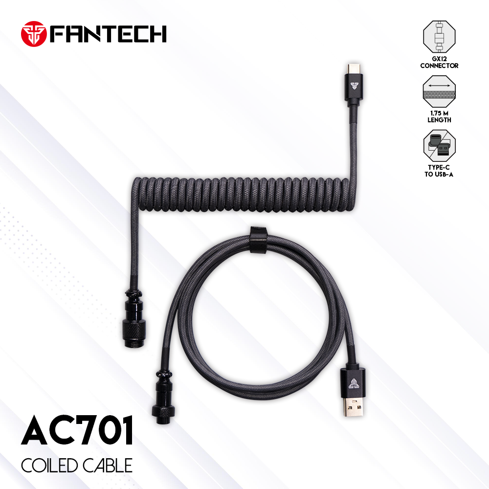 Fantech Coiled Cable Type C Aviator AC701 Kabel Keyboard Mekanik