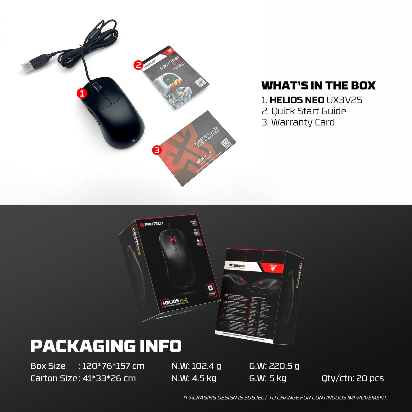Fantech UX3V2S Helios Neo Gaming Mouse Pro Wired RGB