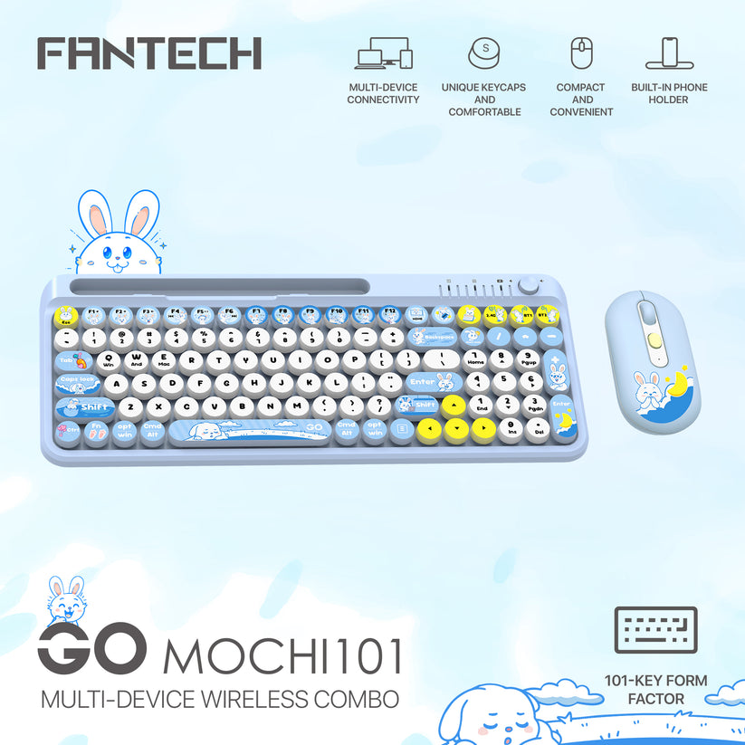 FANTECH KEYBOARD MOUSE DUAL MODE GO MOCHI101 WK899 COMBO ( BLUE )