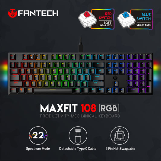 Keyboard Mekanik Ukuran Penuh MAXFIT108 MK855 Hotswap RGB 5 Pin