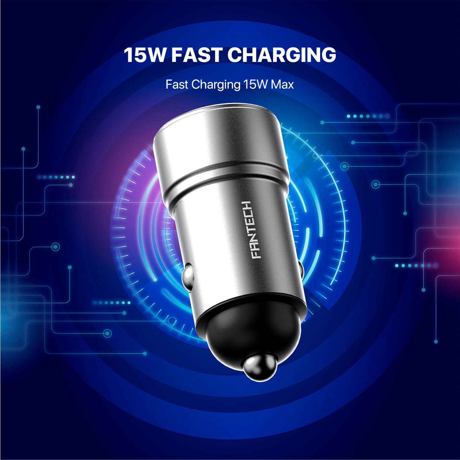 Fantech Life Car Charger Fast Charging Powermove 15W 2 Port PME151