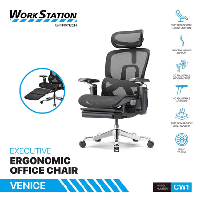 FANTECH OFFICE CHAIR CW1 KURSI KANTOR ERGONOMIS KURSI KERJA DENGAN LUMBAR SUPPORT
