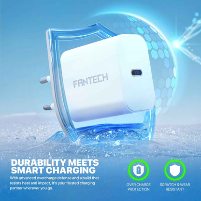 Charger Fantech PK202 Set Bundling Adaptor 20W Fast Charging Power Delivery With Braided Cable