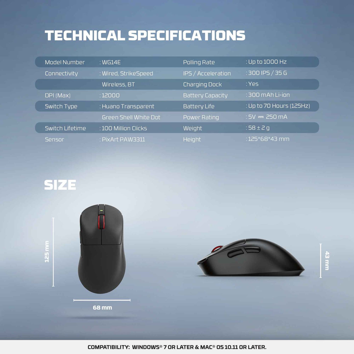 Fantech YARI E WG14E Mouse Gaming Wireless