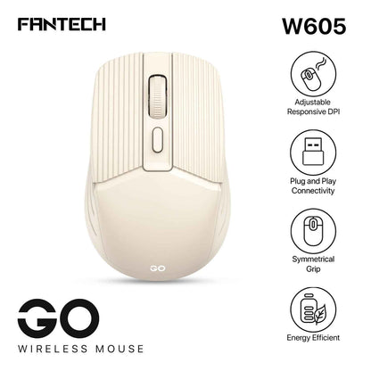 FANTECH GO W605 Wireless Mouse Ringan Portable Plug & Play Nano Receiver DPI 1600 Optical Tracking Hemat Energi