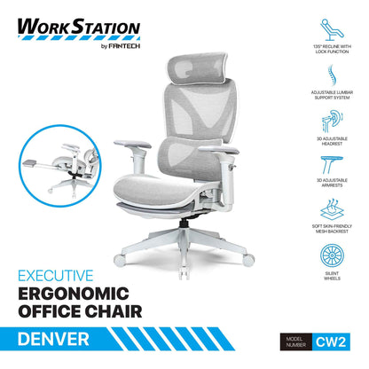 FANTECH OFFICE CHAIR CW2 KURSI KANTOR ERGONOMIS KURSI KERJA DENGAN LUMBAR SUPPORT