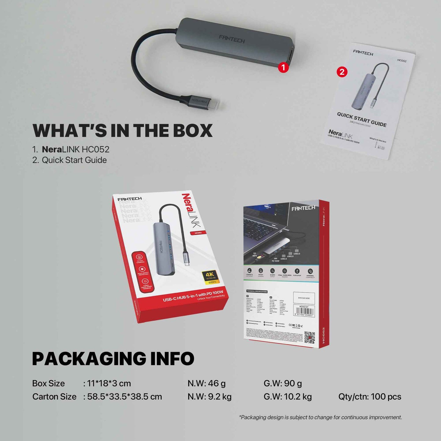 FANTECH HC052 Converter USB Hub Type C 5 in 1