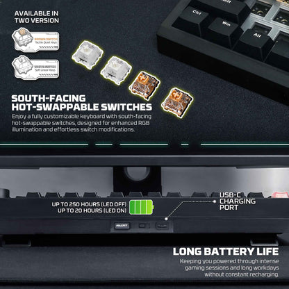 Fantech MK921 MAXFIT8 QMK VIA Compatibility Keyboard Wireless Gaming Mechanical 60%