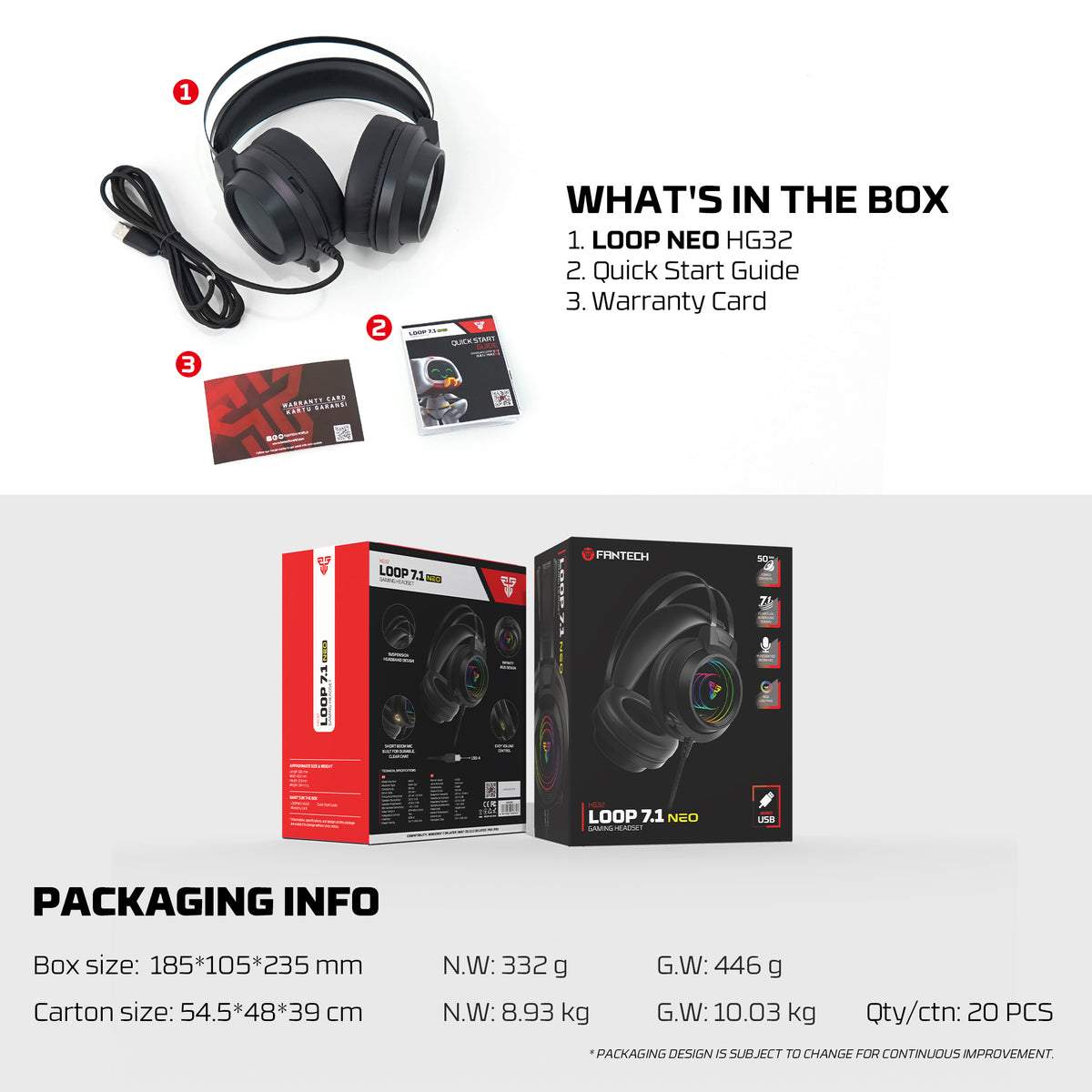 FANTECH LOOP 7.1 NEO HG32 GAMING HEADSET BLACK
