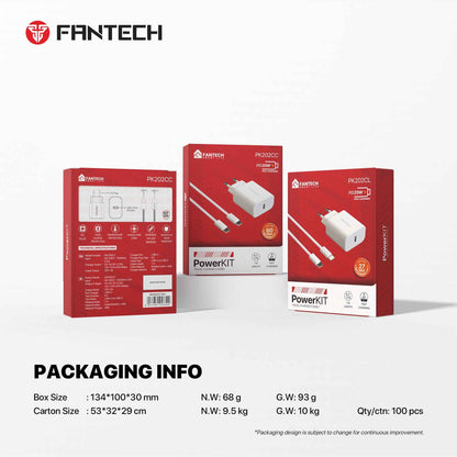 Charger Fantech PK202 Set Bundling Adaptor 20W Fast Charging Power Delivery With Braided Cable