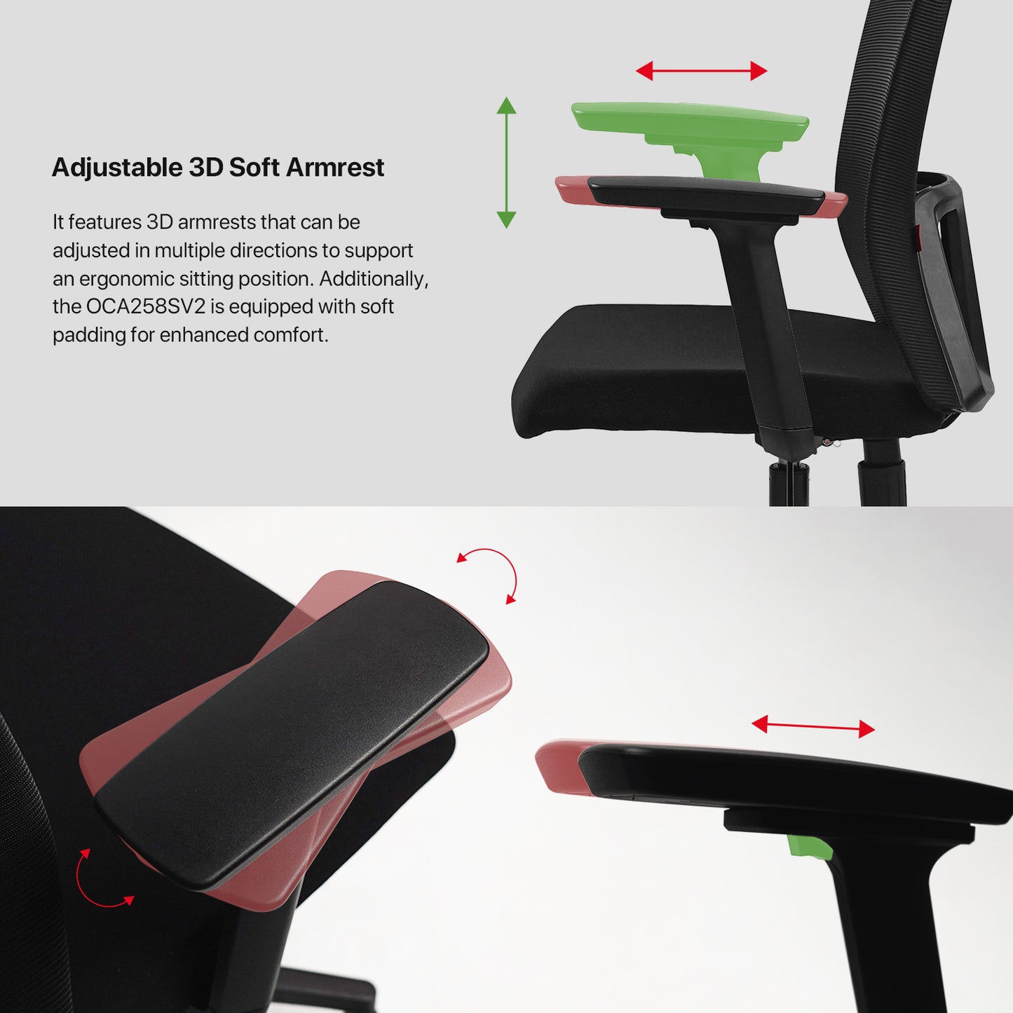 Fantech Kursi Kerja Kantor OCA258SV2 Kursi Kantor Premium ARM REST 3D Lembut