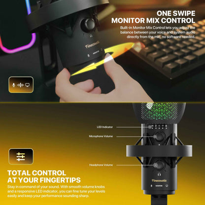 FANTECH WFM1 Condenser Microphone Wireless 2.4GHz Stand Cardioid with Pop Filter & RGB Podcaster Vokalis Gamer Streamer