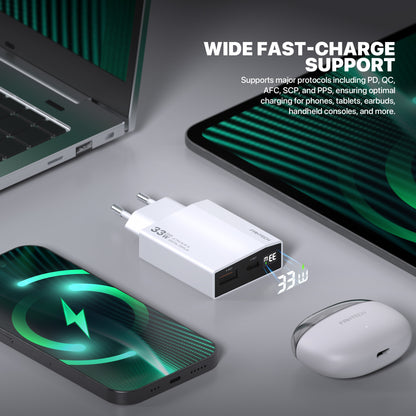 Fantech PowerPLUS PPS331 33W 2-Ports GaN Charger (PD+QC)