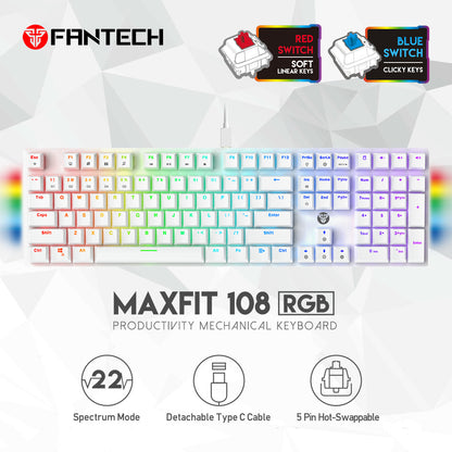 Keyboard Mechanical Full Size MAXFIT108 MK855 Hotswap RGB 5 Pin